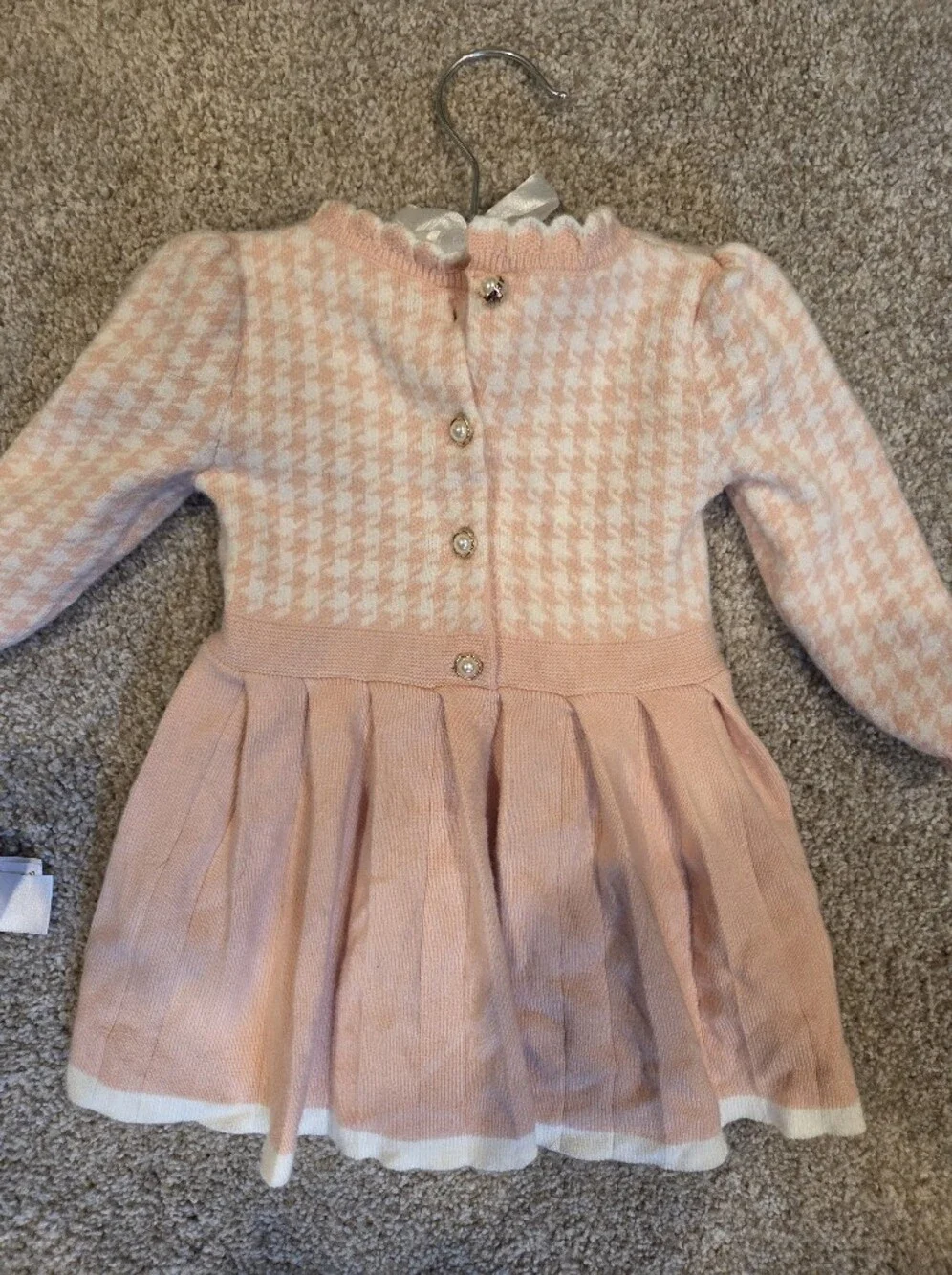 Rachel Zoe Baby Girl Houndstooth Sweater Dress Set 3-6M Hat & Tights